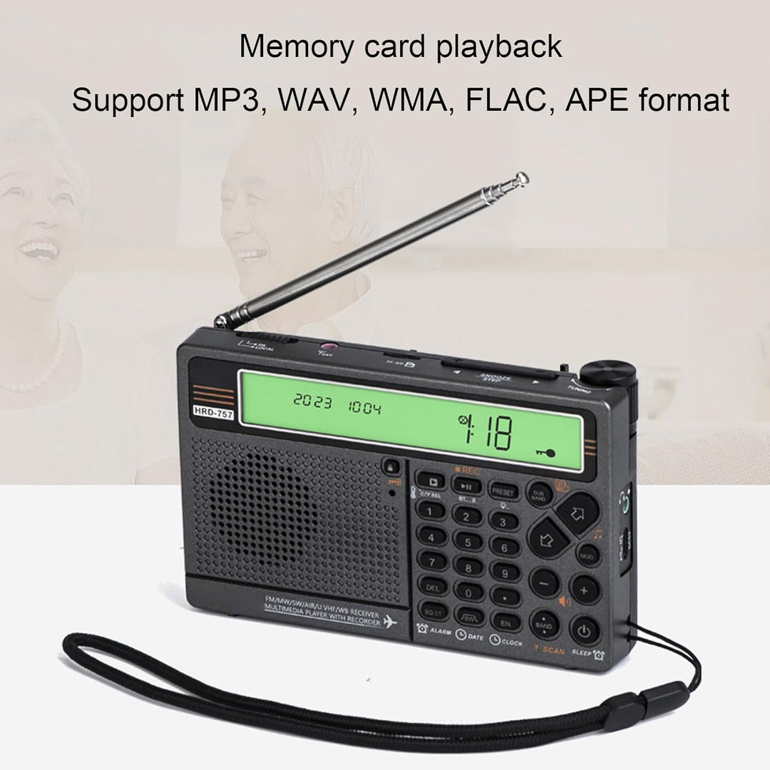 Tragbares Kurzwellenradio, HRD-757 SW FM MW AIR V.UHF WB Multiband-Radio Batteriebetrieben, 2500 MAh