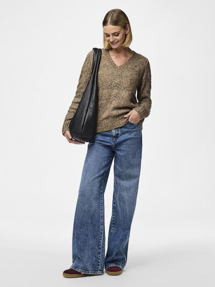 Pieces Damen Pcbibbi Ls V-Neck Knit Noos Bc Strickpullover (1er Pack) XS Fossil, XS Fossil