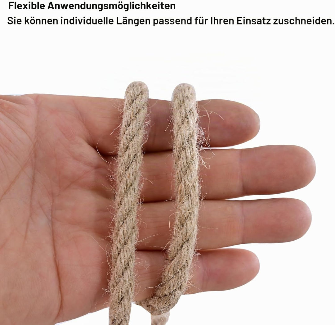 Juteschnur, Juteseil 8mm 20M Kordel Natur Hanfseil für Garten Schnur Paketschnur Pflanzen Kordel Bas