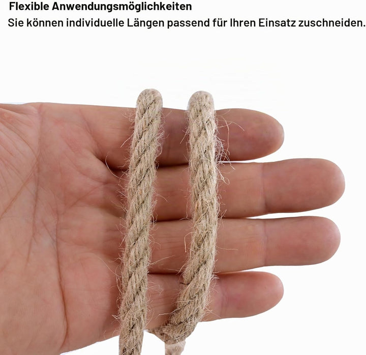 Juteschnur, Juteseil 8mm 20M Kordel Natur Hanfseil für Garten Schnur Paketschnur Pflanzen Kordel Bas
