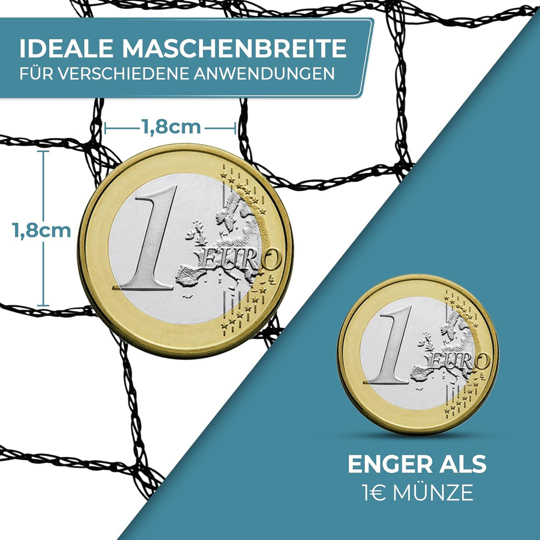 Xcelenze - 2x10m Teichnetz feinmaschig (18x18mm) robust, witterungs- & UV beständig Schwarz | Vogeln