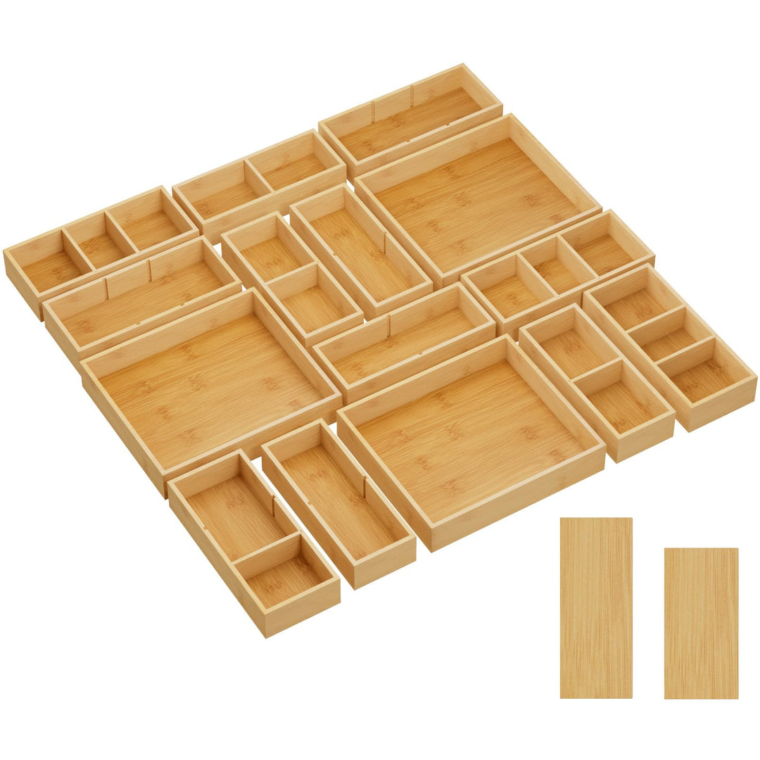 Lifewit 15er-Set Schubladen Organizer mit 6 Einsätzen, Verstellbare Aufbewahrungsbox mit 11 Fächern,