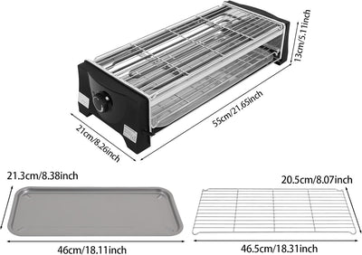 Elektrischer Tischgrill 2200W Schwarz | Tischkochgrill für Draussen und Drinnen | Grillparty mit Gri