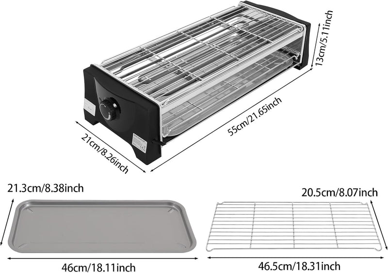 Elektrischer Tischgrill 2200W Schwarz | Tischkochgrill für Draussen und Drinnen | Grillparty mit Gri