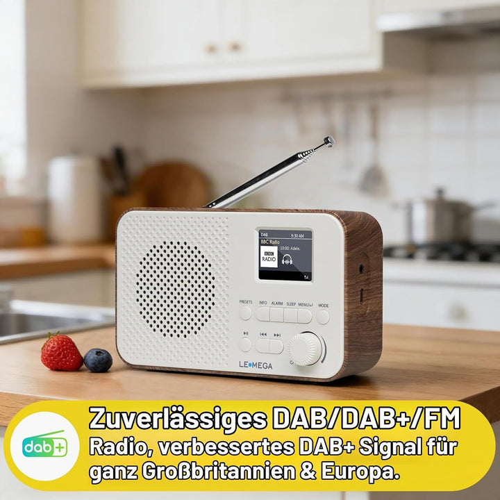 LEMEGA DAB Go DAB+/UKW Radio – Small Radio,Digital Radio with Bluetooth Streaming,Simple Controls,OL