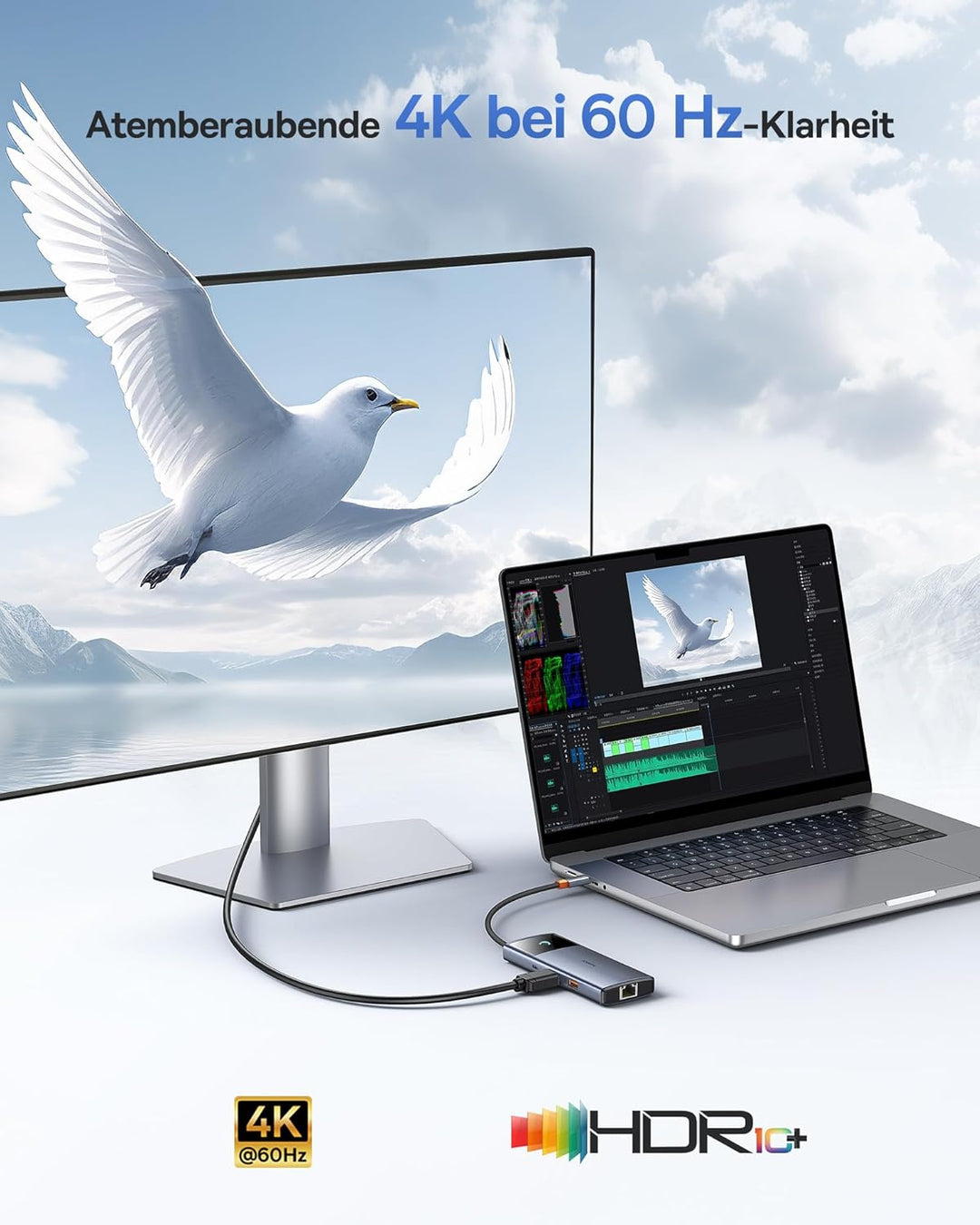 Baseus USB C Hub 10Gbps USB 3.2 Adapter mit LAN Ethernet, 4K@60Hz HDMI, 2 USB-A, USB-C, 100W PD, 6 i