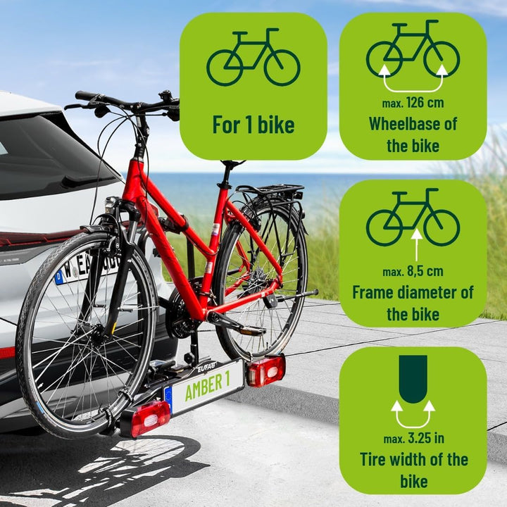 EUFAB 11559 Fahrradträger AMBER 1, E-Bike geeignet, teilweise vormontiert, für 1 Fahrrad, für