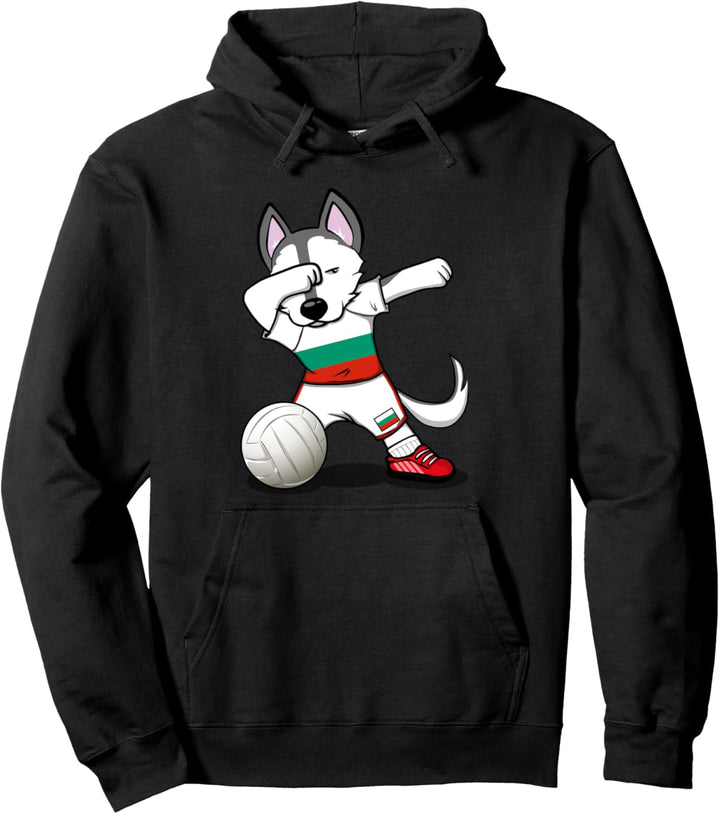 Dabbing Husky Hund Bulgarien Volleyball - Bulgarische Flagge Pullover Hoodie