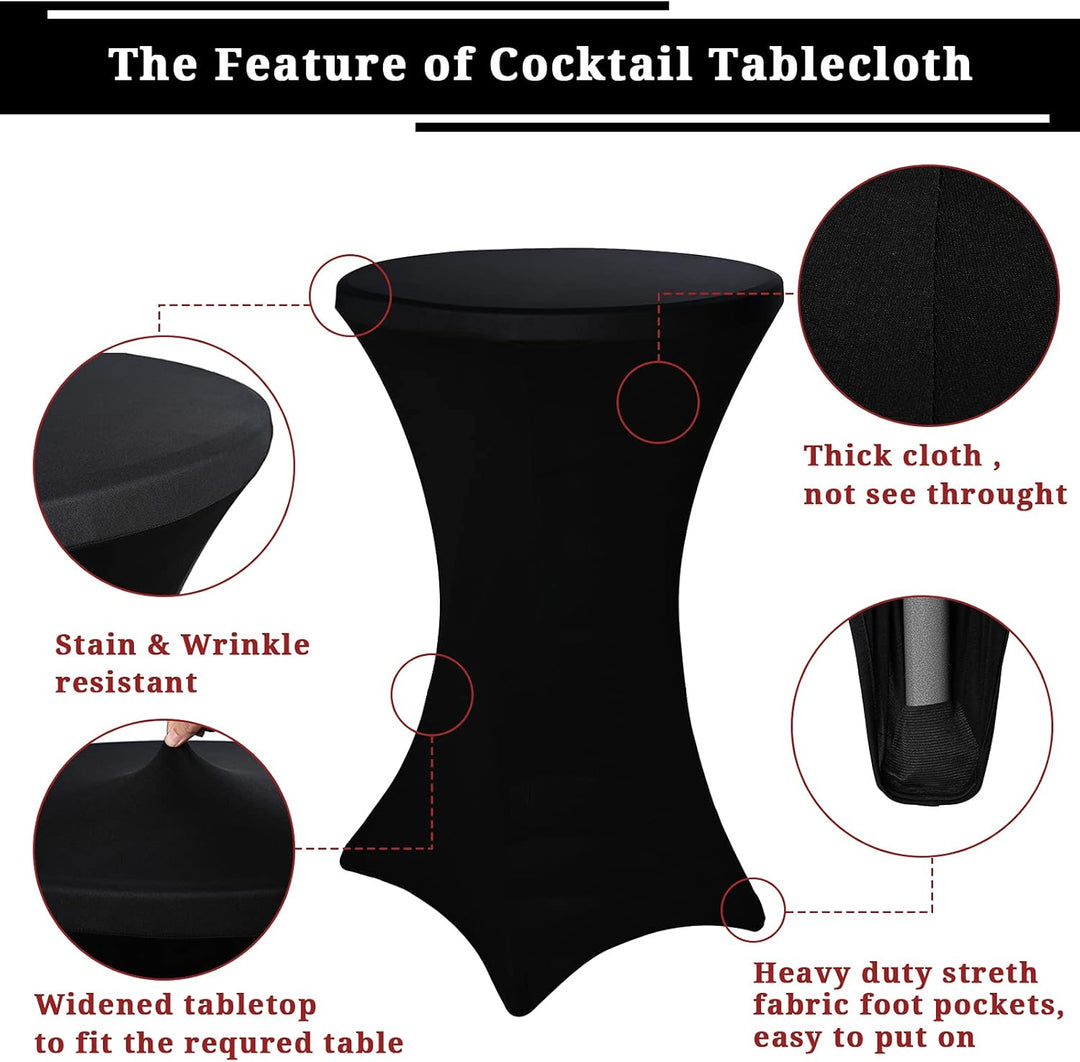 10er-Set Stretch Stehtisch Husse für Bistrotisch Ø 80-85 cm Elegante ,Verstärkung im Fussbereich,40°