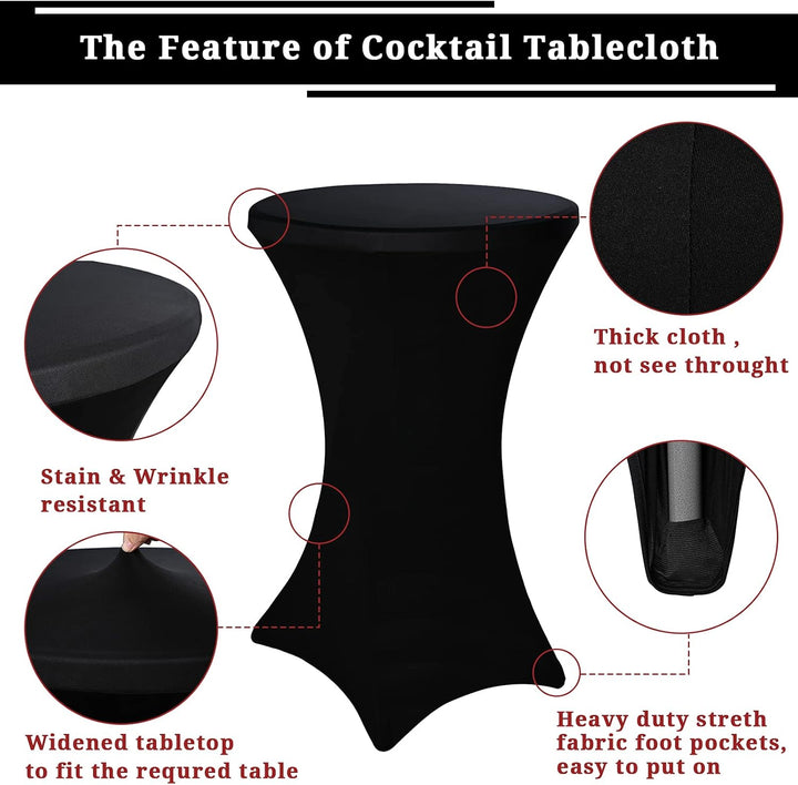 10er-Set Stretch Stehtisch Husse für Bistrotisch Ø 80-85 cm Elegante ,Verstärkung im Fussbereich,40°