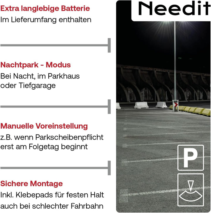 2X Needit Park Micro elektronische Parkscheibe mit Zulassung I Die kleinste Parkscheibe der Welt | D