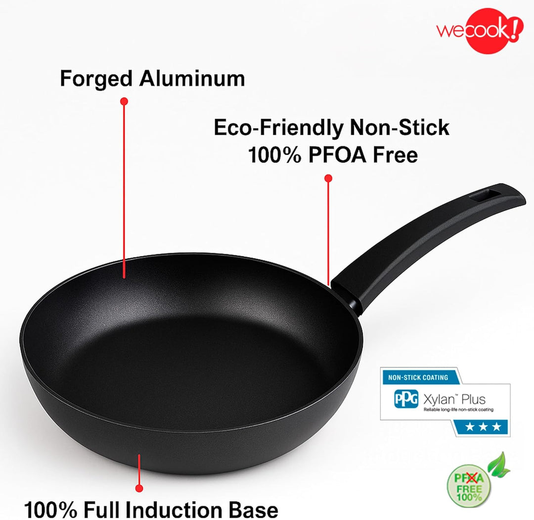 WECOOK! Ecogreen Pfannen-Set, antihaftbeschichtet, 3-teilig, 20/24 / 28 cm, aus gepresstem Aluminium