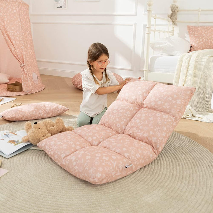 howa 2 in 1 Kindersessel + Kinderliege Bodensessel Lehne 6 Fach verstellbar Flowers 86012
