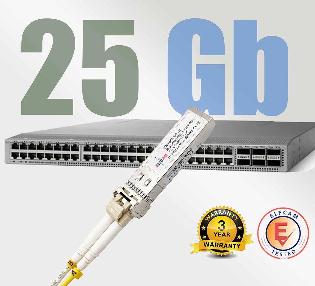Elfcam® - 25G SFP28 SR Netzwerk-Transceiver-Modul Kompatibel mit Cisco SFP28 25GBASE-SR 850nm 100m D