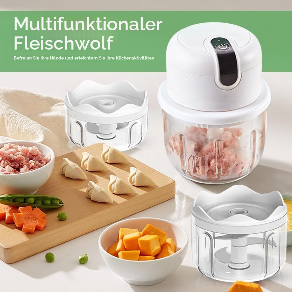 Klein Zwiebel Zerkleinerer Elektrisch, Elektrischer Küchenzerkleinerer, USB-Aufladung Kabelloser Min