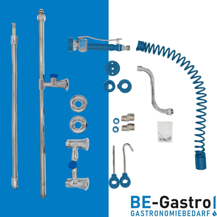 BE-GASTRO I Profi Gastro Geschirrbrause Zweiloch "Premium" Wandarmatur inkl. Wasserhahn, Mischbatter