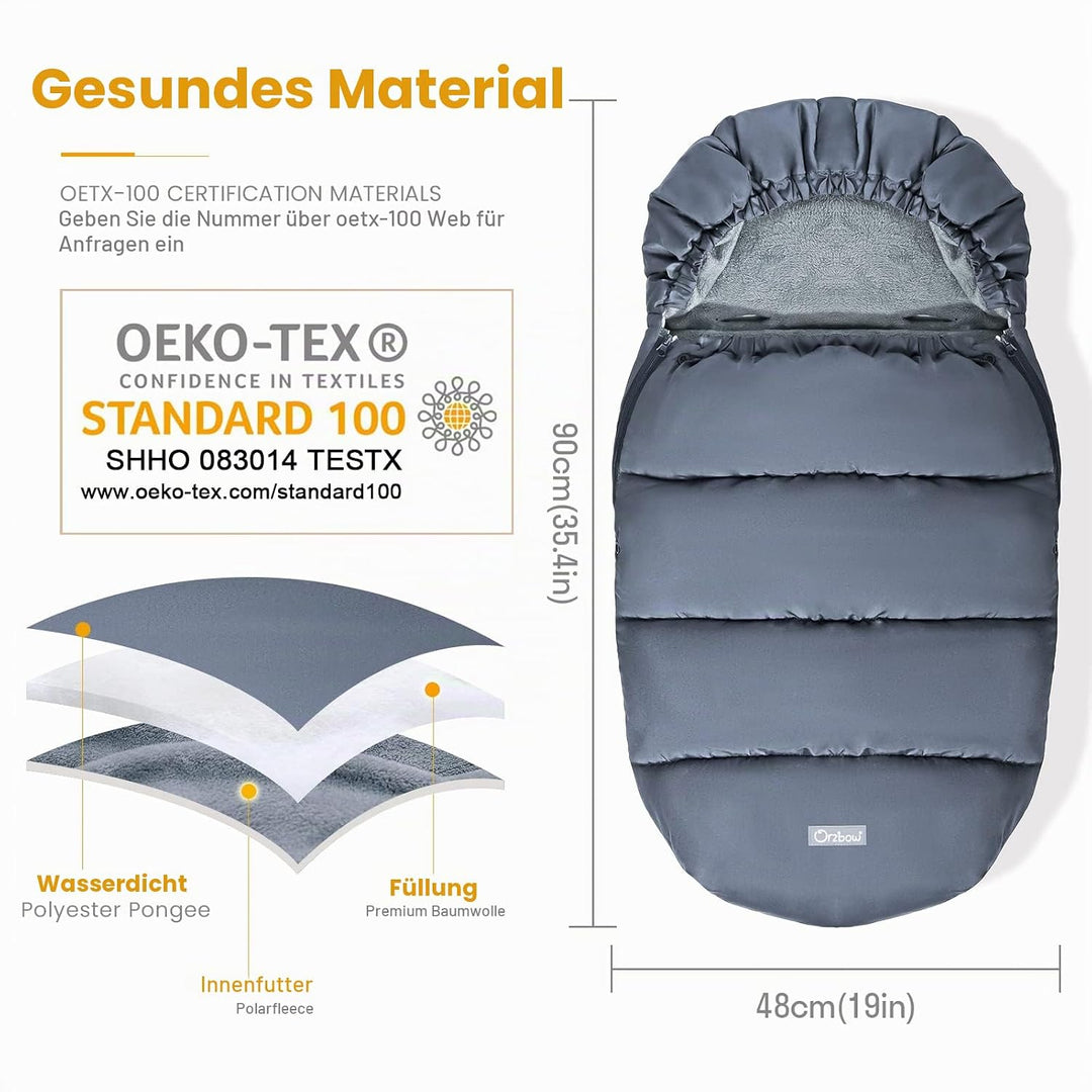 Orzbow Fusssack Kinderwagen Winter,Winterfusssack Kinderwagen mit Grosse Kapuze,Warmes Polarfleece-F
