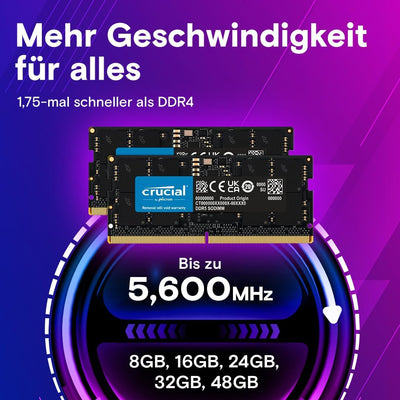 Crucial RAM 16GB Kit (2x8GB) DDR5 4800MHz CL40 Laptop-Speicher CT2K8G48C40S5 16GB Kit (2x8GB) 4800MH