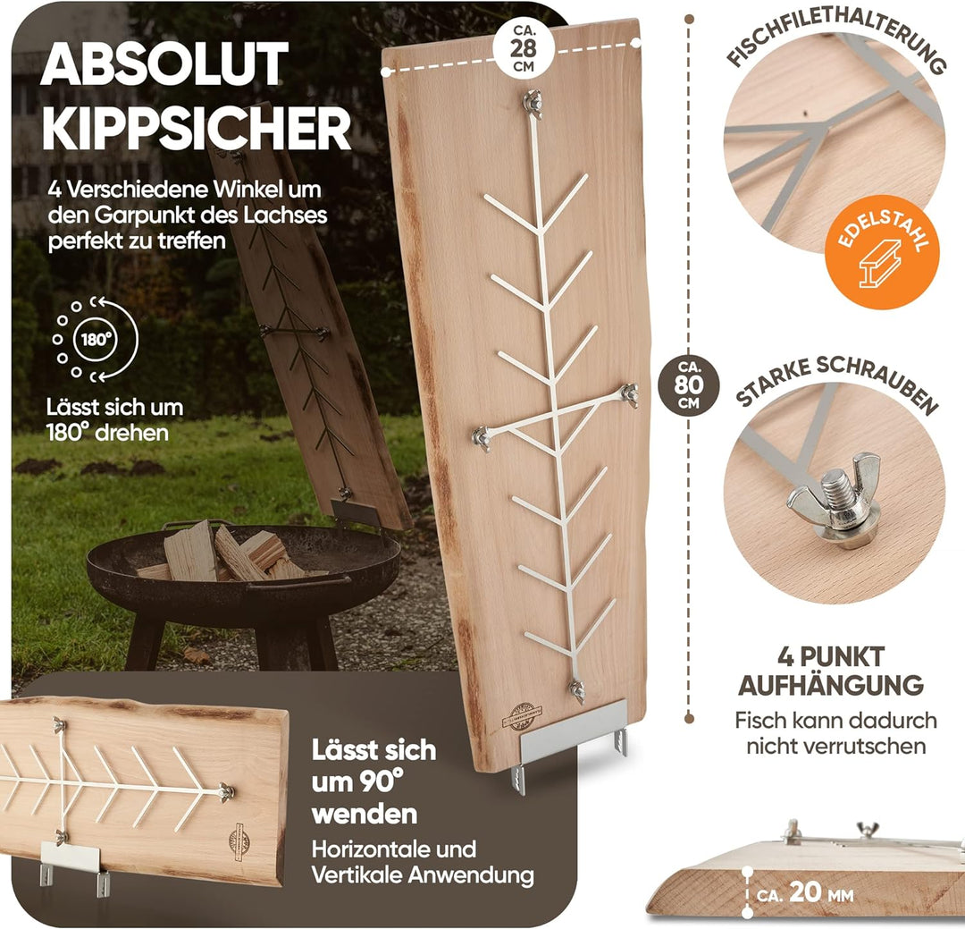 Flammlachsbrett Buche extra gross (Holz), Holz