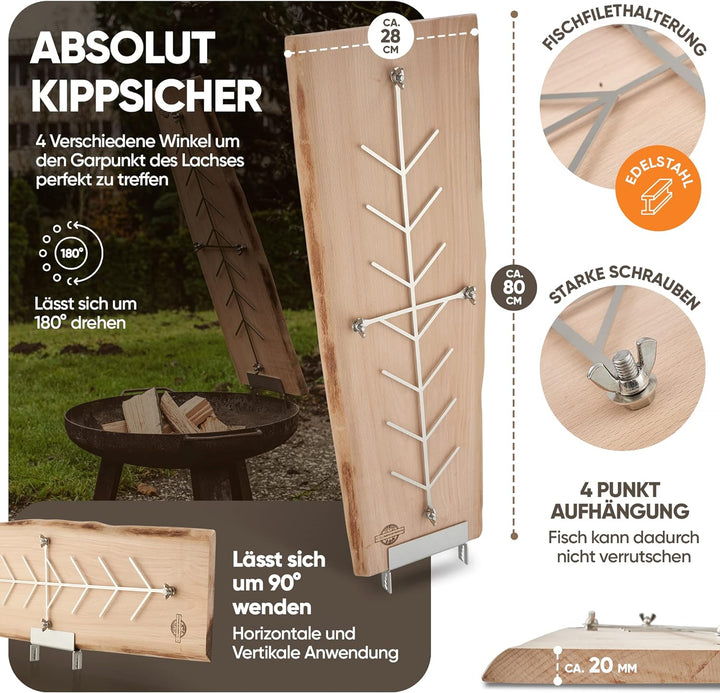 Flammlachsbrett Buche extra gross (Holz), Holz