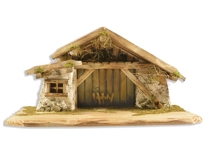 Riffelmacher 78450 - Krippen-Stall Bayrischzell, Grösse 63 x 35 cm, aus Holz, Weihnachts-Krippe, Sta