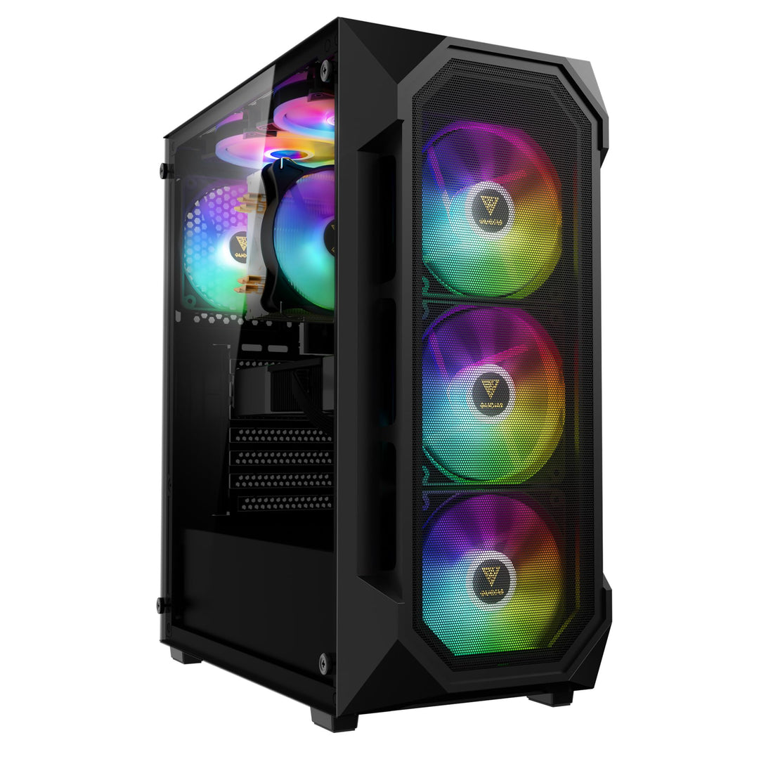 GAMDIAS Aura GC1 Elite ARGB ATX Gaming Midi-Tower PC-Gehäuse, 4 x 120 ARGB-Lüfter, High Airflow Mesh