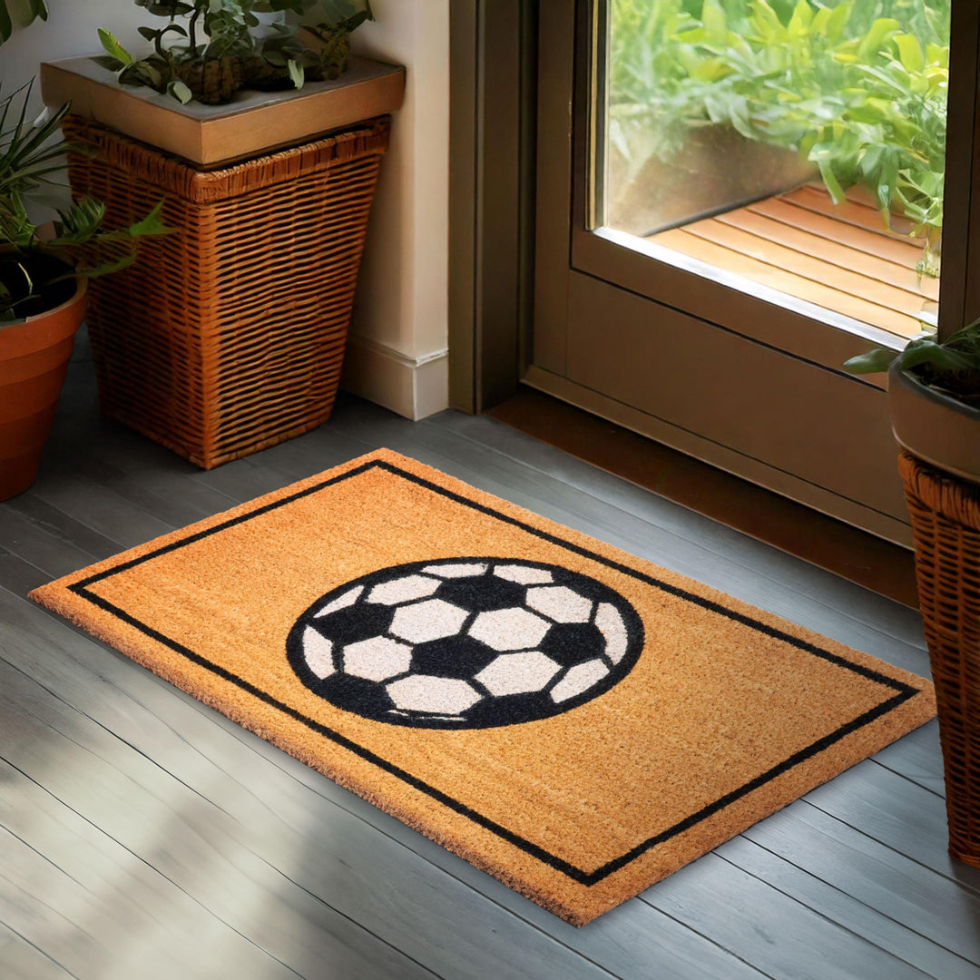 BRUBAKER Fussmatte für Aussen und Innen - Fussball - 45 x 75 cm Schmutzfangmatte aus 100% Kokos - Fu