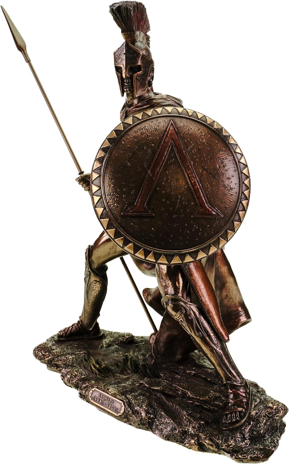 Veronese Leonidas mit Schild und Speer Figur Feldherr Spartaner bronziert