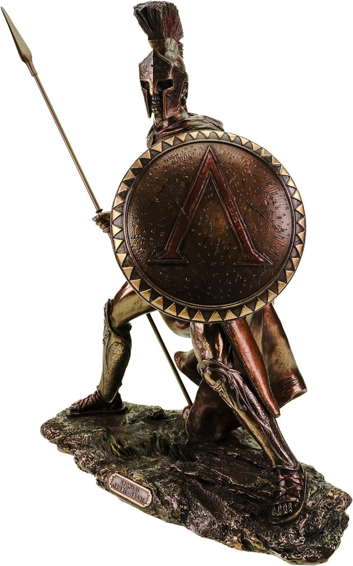 Veronese Leonidas mit Schild und Speer Figur Feldherr Spartaner bronziert