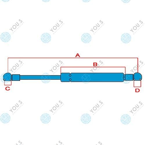 YOU.S 3232937R1 Gasfeder für Tür Länge: 280 mm Kraft: 350 N (1 Stück)