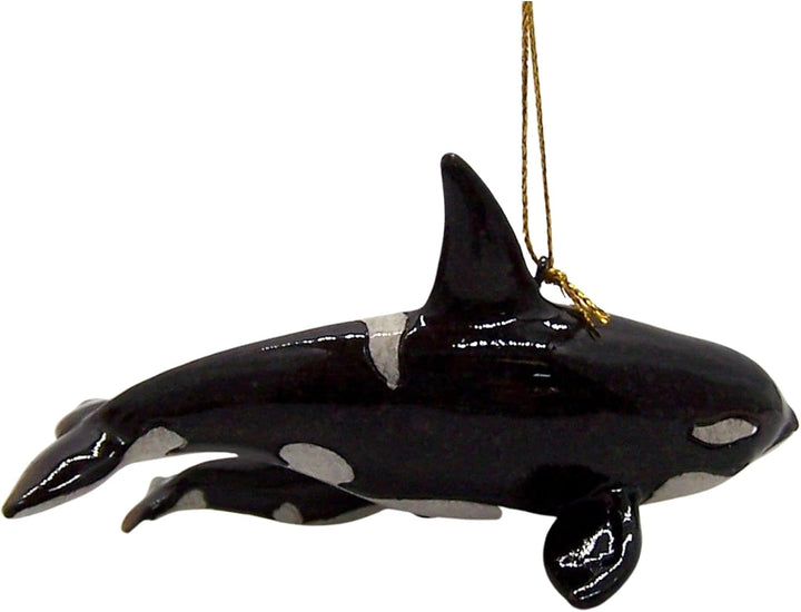 Orca Wal mit Babywal Weihnachtsdekoration, nautisches Thema, Urlaubsdekoration, 5,4 cm hoch