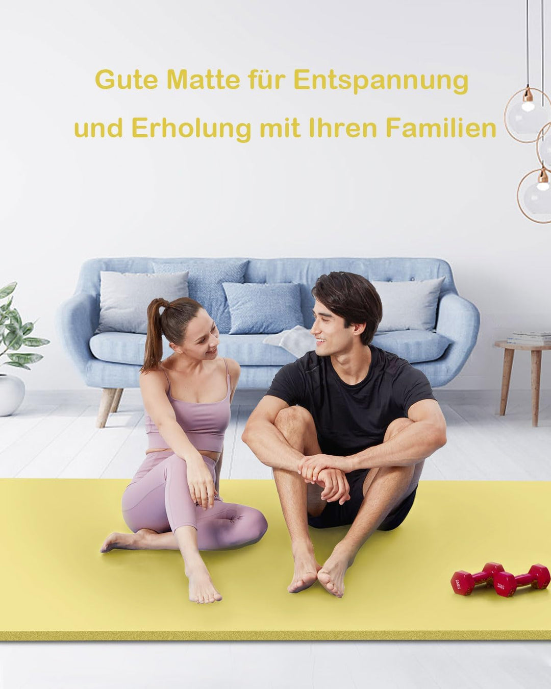 Yogamatte XXL 200x130cm NBR Gymnastikmatte 10/15/20mm Dick Fitnessmatte Extra Gross Breit Sportmatte