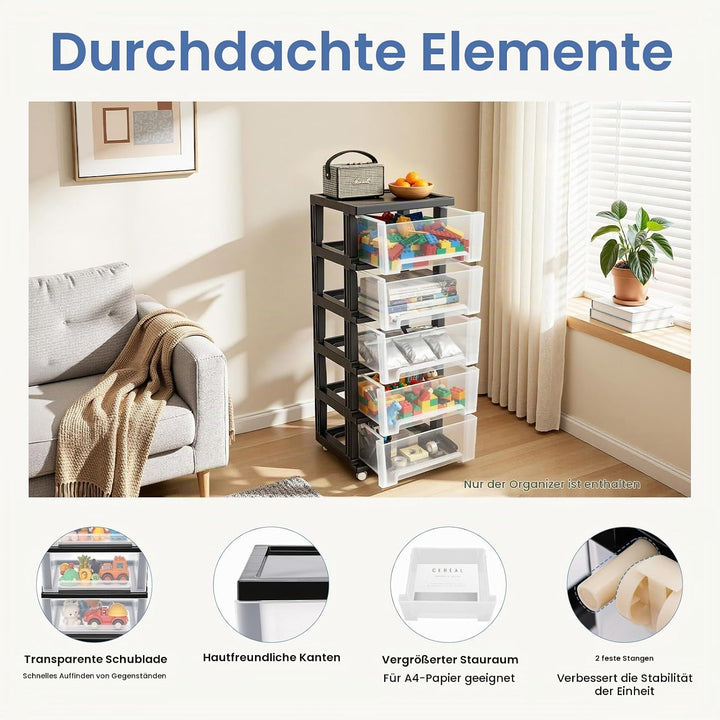 5 Schublade Organizer, Aufbewahrungsboxen, Schubladenschrank, Schlafzimmer Schrank Kommode Lagerung,