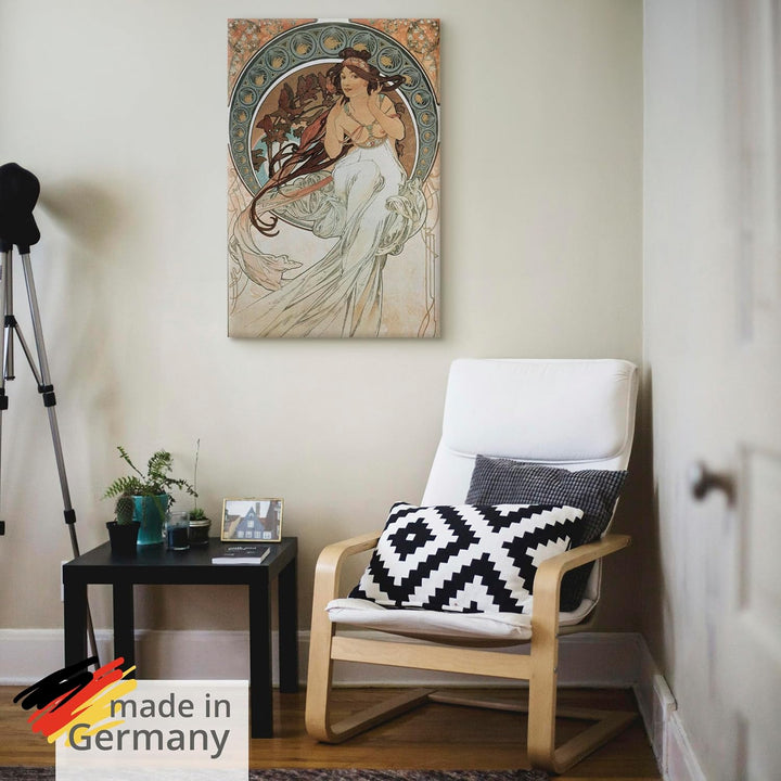 ARTland Leinwandbild Wandbild Bild auf Leinwand 40x60 cm Wanddeko Frau Kleid Ornamente Vier Künste D