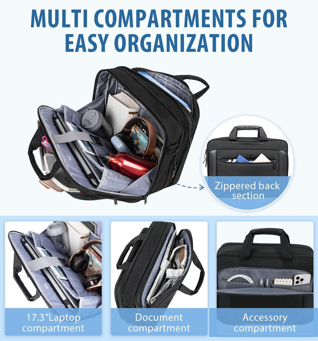 EMPSIGN Laptoptasche 17,3 Zoll Laptop Tasche Business Aktentasche Notebook Tasche Wasserabweisend Co