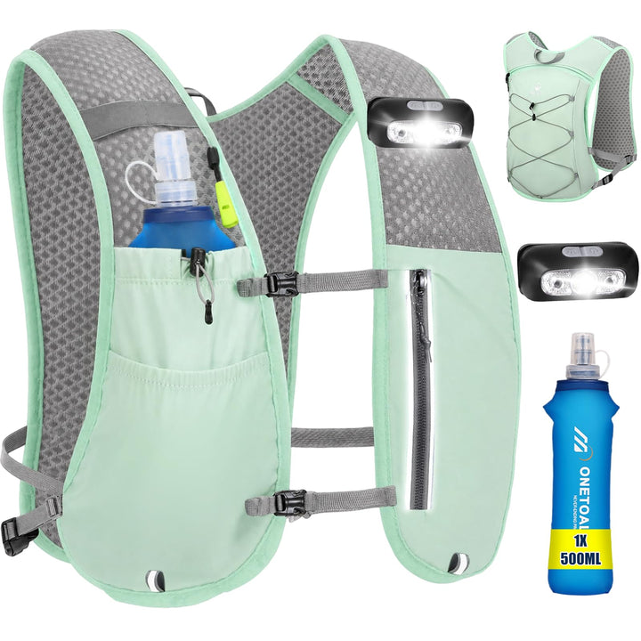 Laufweste Damen &amp; Herren mit 500ml Trinkflasche, Reflektierende Running Vest für Bessere Sichtbarkei