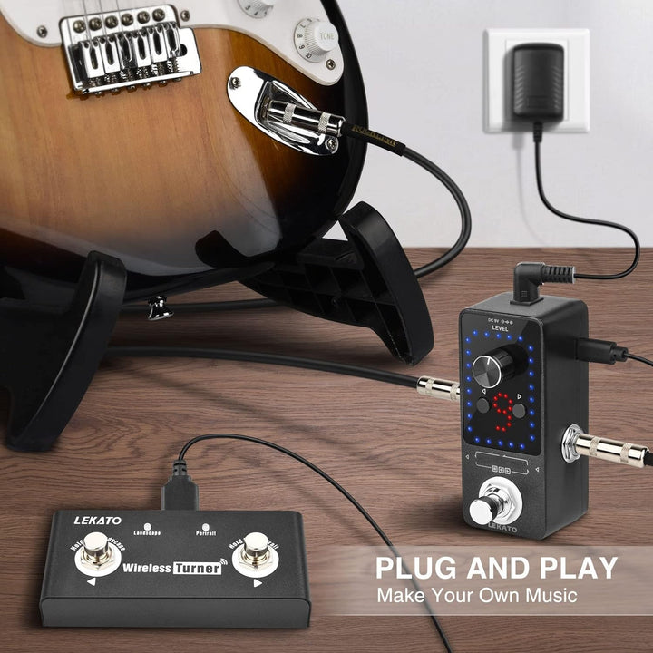 Guitar Looper mit Netzteil, LEKATO 9 Loops 40 Minuten Aufnahmezeit Gitarren-Looper Eingebautes Stimm