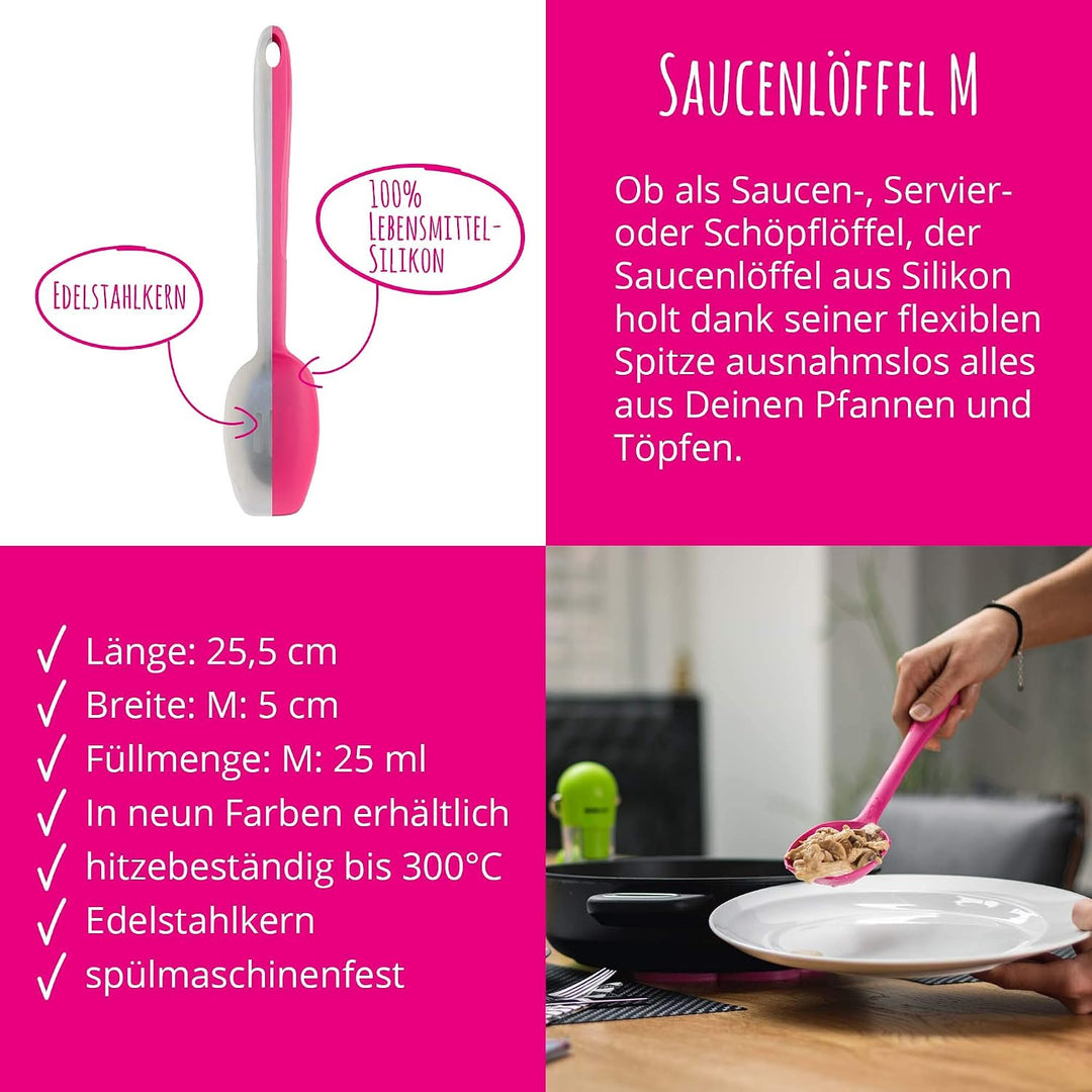 Kochblume Küchenhelfer-Set - Designwender S &amp; Sossenlöffel S &amp; Schöpfkelle S &amp; Flexlöffel S 4er Set