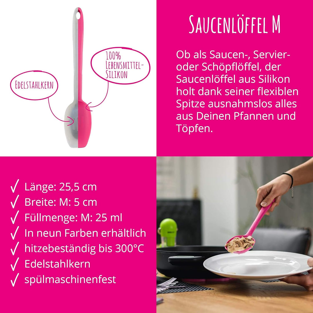 Kochblume Küchenhelfer-Set - Designwender S &amp; Sossenlöffel S &amp; Schöpfkelle S &amp; Flexlöffel S 4er Set