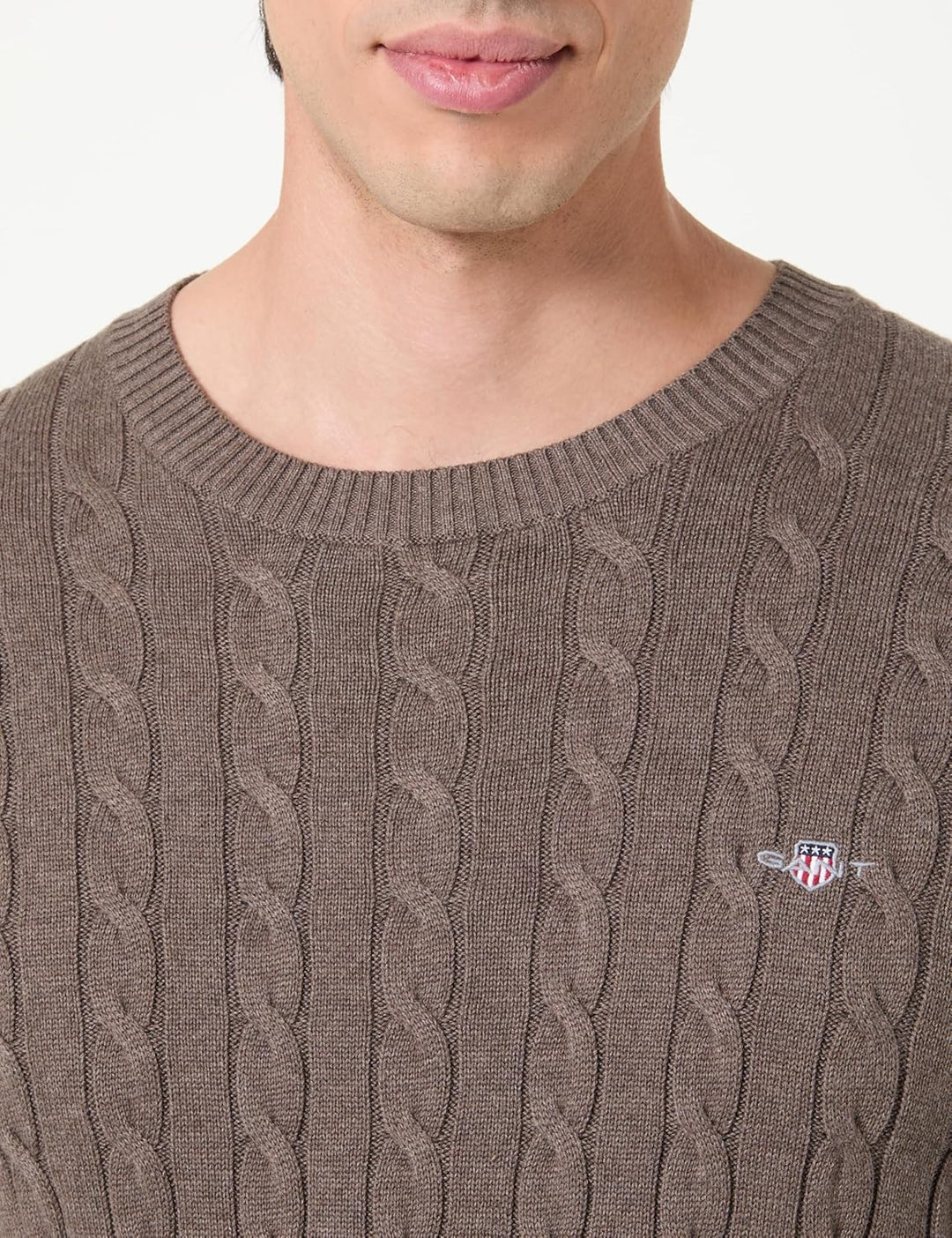 GANT Herren Cotton Cable C-Neck Pullover S Seawood Melange, S Seawood Melange