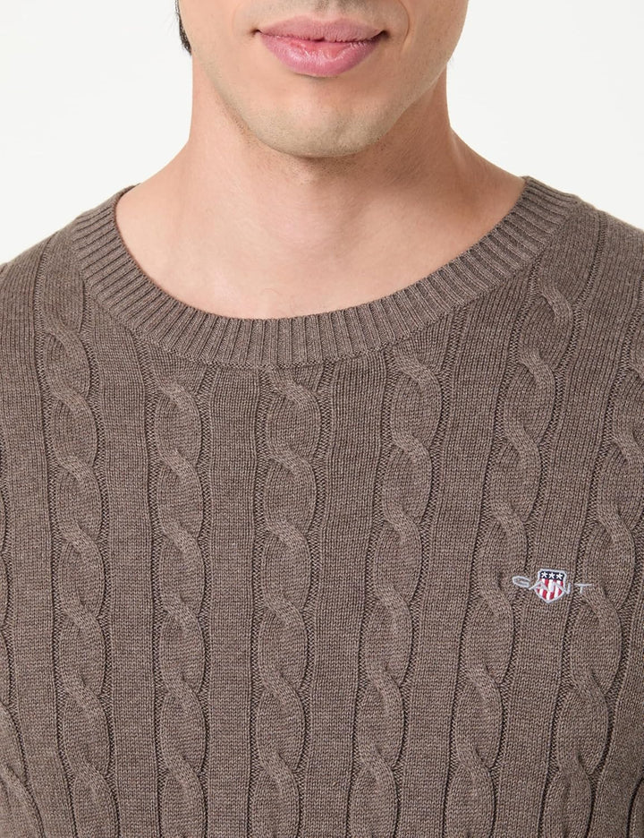 GANT Herren Cotton Cable C-Neck Pullover S Seawood Melange, S Seawood Melange