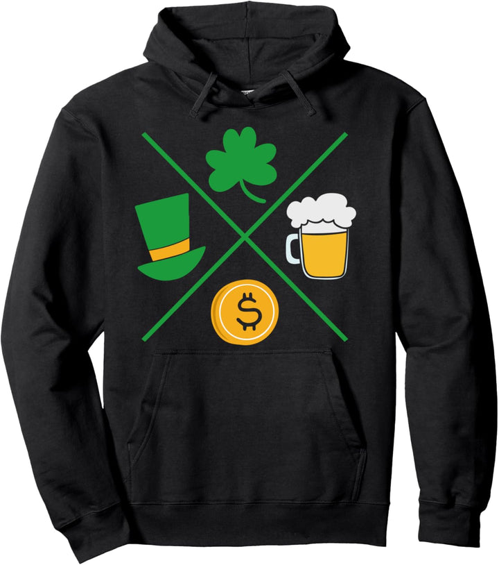 St Patricks Day Kleeblatt Bier Geld Hut Shamrock Geschenk Pullover Hoodie