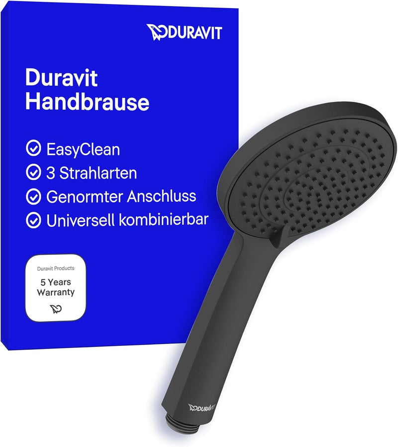 Duravit Universal Duschkopf, Duschbrause mit 3 Strahlarten (Rain, Intense Rain, Soft Rain), Handbrau