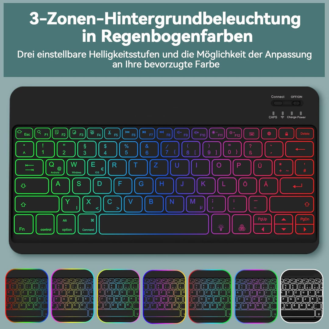 Bettdow für Samsung Galaxy Tab S10+/S10 Plus Tastatur Hülle, QWERTZ Layout Abnehmbarer Beleuchtete T