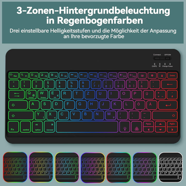 Bettdow für Samsung Galaxy Tab S10+/S10 Plus Tastatur Hülle, QWERTZ Layout Abnehmbarer Beleuchtete T