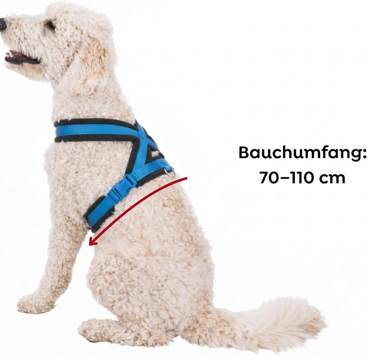 TRIXIE Premium Touren-Geschirr Grösse L–XL: Brustumfang 70–110 cm/25 mm in royalblau - sportliches H