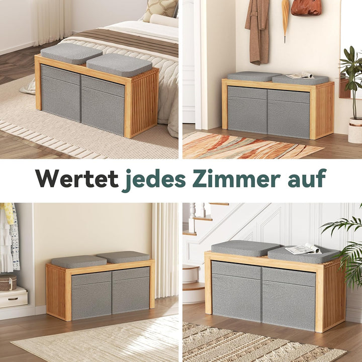 Bambus Sitzbank Mit Stauraum - Sitzbank Flur - Sitztruhe Mit Stauraum | BAM BOO BOX Truhenbank mit S