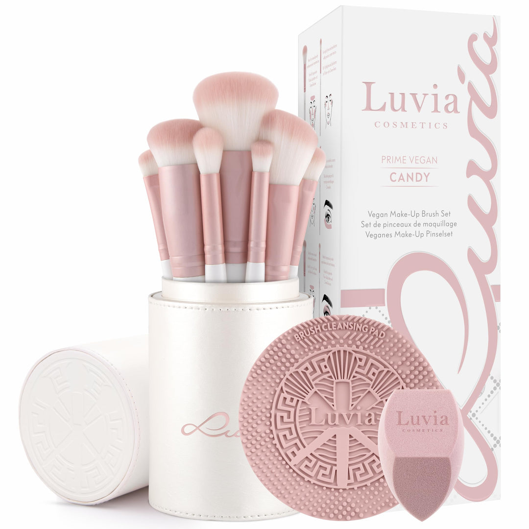 Make-up Pinselset Luvia, Prime Vegan Pro - Candy, 7 Schminkpinsel inkl. Pinselaufbewahrung, Blender