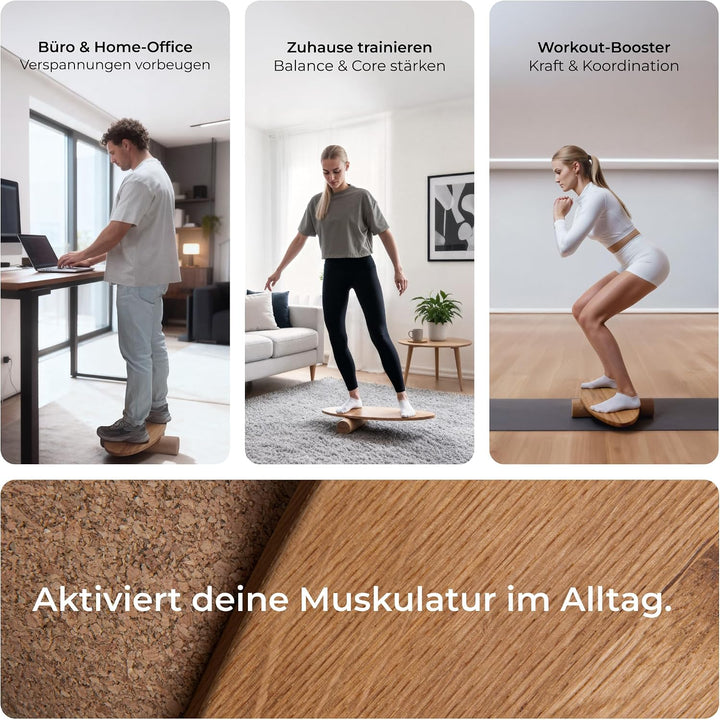Balance Board aus Eichenholz [Handgefertigt in Deutschland] FSC-zertifizierter Gleichgewichtstrainer