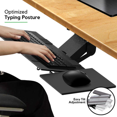 Uncaged Ergonomics KT1 Under-Desk Computer Keyboard Tray with Negative Tilt - Black schwarz, schwarz